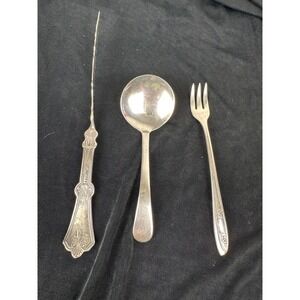 Vintage Serving Flatware Group of 3 Rogers Silver Plate Relish Fork,Butter Knife